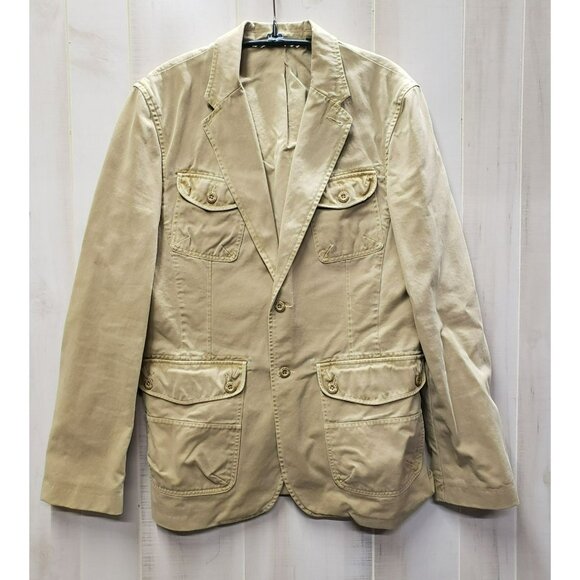 Armani Exchange Washed Cotton Safari Field Jacket Blazer Sports Coat, Tan, Large - Picture 1 of 8